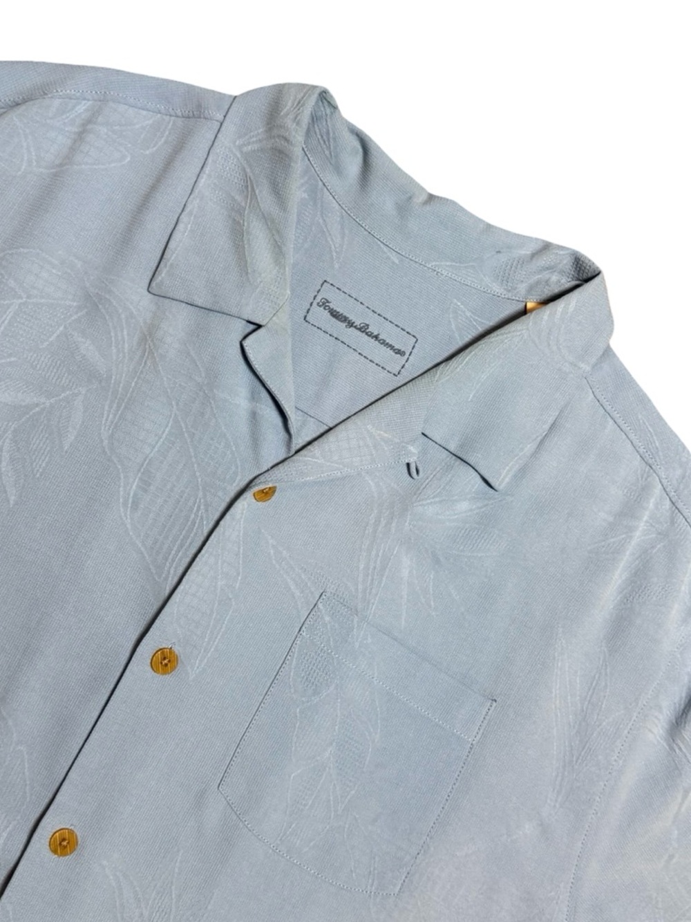 Tommy Bahama Silk  Pale Blue Short-Sleeve Shirt  Mens SZ XL